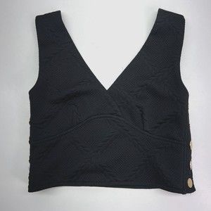 Anthropologie Maeve Women's Sleeveless Black Crop with Gold Button-Up Size XS